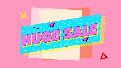 Animation-of-huge-sale-text-over-colourful-shapes