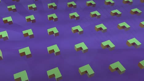 Animation-Von-Formen,-Die-Sich-Auf-Violettem-Hintergrund-Bewegen