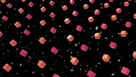 Animation-of-rows-of-cubes-moving-on-black-background