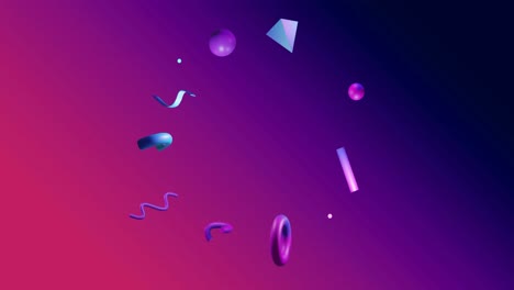 Animation-of-abstract-3d-shapes-over-pink-and-purple-background