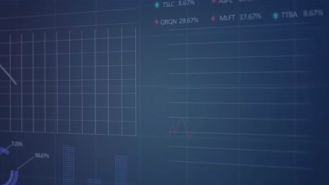 Animation-of-graphs,-loading-circles-and-trading-boards-against-abstract-background