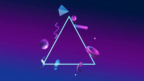 Animation-of-abstract-3d-shapes-over-purple-background