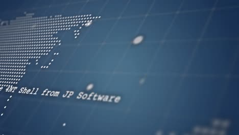 Animation-Der-Datenverarbeitung-über-Einer-Weltkarte-Und-Einem-Sich-Drehenden-Globus-Vor-Blauem-Hintergrund