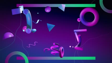 Animation-Abstrakter-3D-Formen-Auf-Violettem-Hintergrund