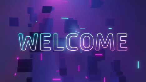 Animation-of-welcome-text-over-purple-background