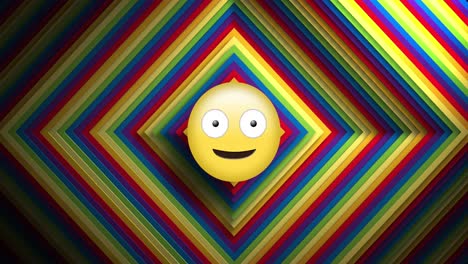Animation-of-social-media-smiling-emoji-icon-over-rainbow-shape