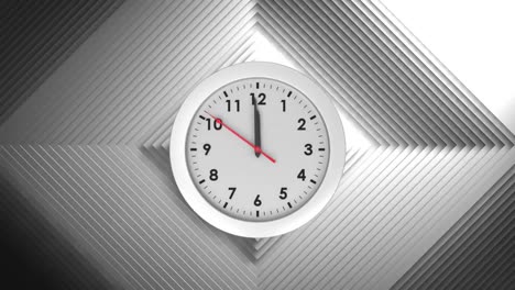 Animation-of-clock-over-moving-grey-square-surface