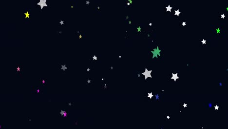 Animation-of-coloured-stars-over-black-background