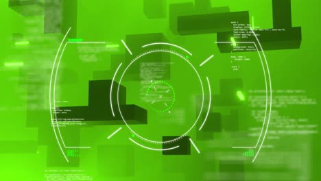 Animation-Des-Scope-Scannens-Und-Der-Datenverarbeitung-Auf-Grünem-Hintergrund