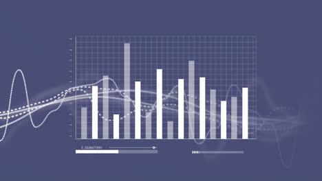 Animation-of-statistics-and-data-processing-over-purple-background