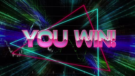 Animation-of-you-win-text-over-neon-lines-on-dark-background