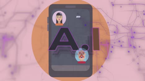 Animation-Des-Chats-Auf-Smartphone-Und-AI-Netzwerk
