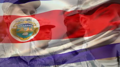 Animation-of-flag-of-costa-rica-over-diverse-male-soldiers