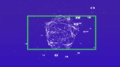 Animation-Des-Netzwerks-Von-Verbindungen-über-Den-Globus-Und-Den-Grünen-Rahmen