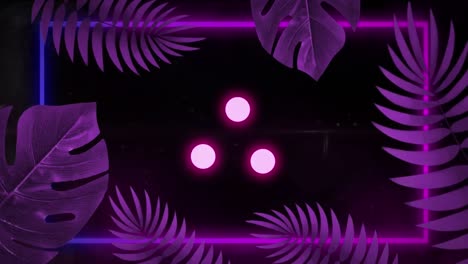 Animation-Von-Violetten-Blättern-Und-Ladekreisen-Zur-Datenverarbeitung-Auf-Schwarzem-Hintergrund