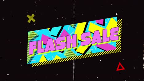 Animation-Von-Flash-Sale-Text-Auf-Retro-Sprechblase-Mit-Abstrakten-Formen