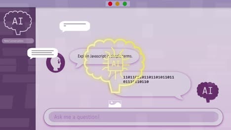 Animation-Der-KI-Datenverarbeitung-Auf-Violettem-Computerbildschirmhintergrund