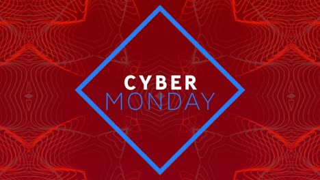 Animation-of-cyber-monday-text-over-neon-pattern-on-red-background