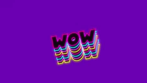Animation-of-wow-text-over-pattern-background