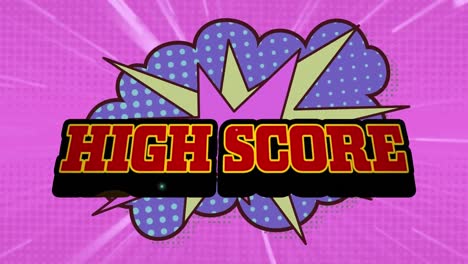 Animation-of-high-score-text-over-retro-pattern-background