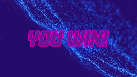 Animation-of-you-win-text-over-blue-mesh-on-purple-background