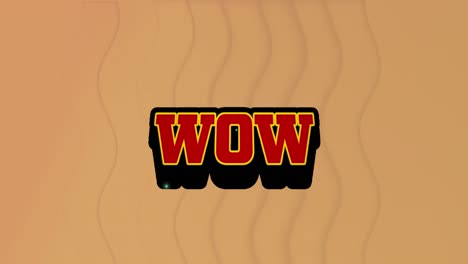 Animation-of-wow-text-over-retro-speech-bubble-against-wavy-texture-in-seamless-pattern