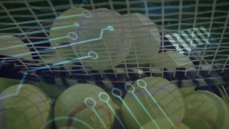 Animation-Von-Leiterplatte-Und-Datenverarbeitung-über-Tennisbällen-Und-Netz