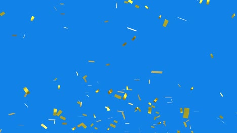 Animation-of-gold-confetti-falling-over-connections-on-blue-background