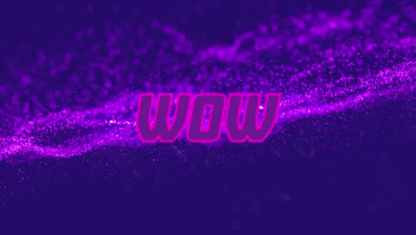 Animation-of-wow-text-over-purple-mesh-on-purple-background