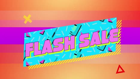 Animation-of-flash-sale-text-over-retro-vibrant-pattern-background