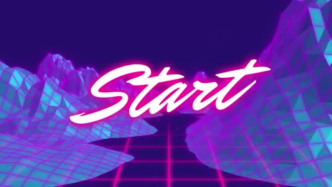 Animation-of-start-text-over-metaverse-on-purple-background