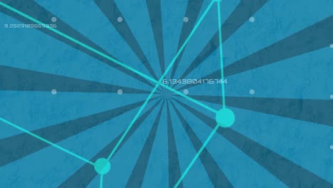 Animation-Des-Würfels-Und-Der-Datenverarbeitung-über-Sich-Drehenden-Blauen-Streifen