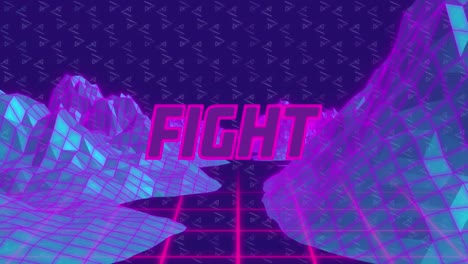 Animation-of-fight-text-over-metaverse-on-purple-background