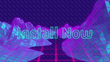 Animation-of-install-now-text-over-metaverse-on-purple-background