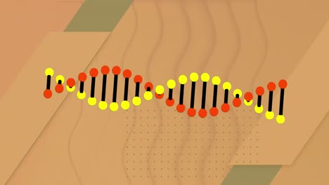 Animation-Einer-Sich-Drehenden-DNA-Struktur-über-Abstrakten-Formen-Und-Welliger-Textur-In-Nahtlosem-Muster