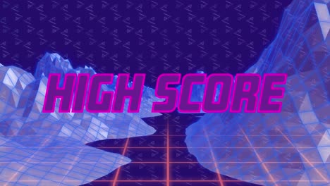 Animation-of-high-score-text-over-metaverse-on-purple-background