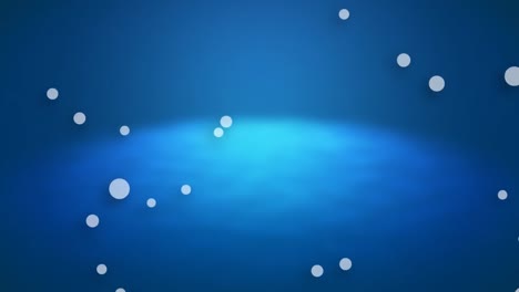Animation-of-spots-floating-over-glowing-blue-background