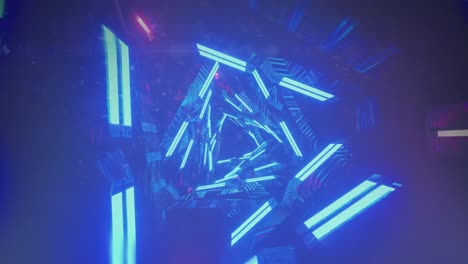 Animation-of-neon-blue-tunnel-on-dark-background