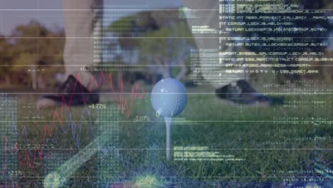 Animation-of-financial-data-processing-over-male-golf-player