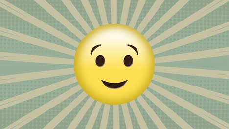 Animation-of-smiley-emoji-icon-over-stripes-pattern-background