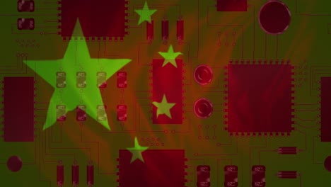 Animation-Einer-Computerplatine-Mit-Datenverarbeitung-Und-Flagge-Chinas