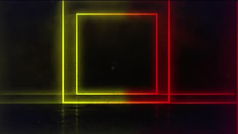 Animation-of-neon-squares-moving-on-seamless-loop-on-dark-background