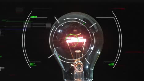 Animation-Der-Datenverarbeitung-über-Einer-Glühbirne-Auf-Schwarzem-Hintergrund