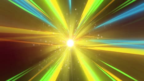 Animation-of-tunnel-of-glowing-yellow-light-trails-of-data-transfer