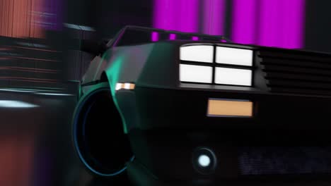 Animation-Des-Autofahrens-In-Einer-Neonbeleuchteten-Stadt-Im-Nächtlichen-Hintergrund