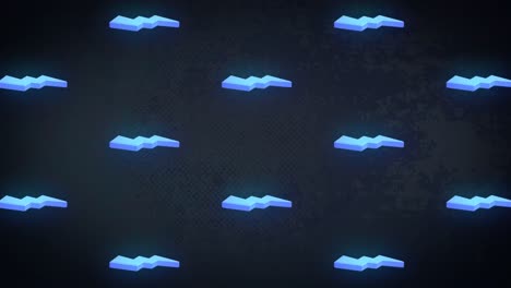 Animation-of-rows-of-blue-thunder-pattern-moving-on-black-background