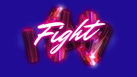 Animation-of-fight-text-over-3d-abstract-pattern-against-blue-background