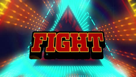 Animation-of-fight-text-over-looping-dots-forming-triangular-tunnel-against-black-background