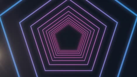 Animation-of-looping-hexagons-forming-tunnel-against-black-background