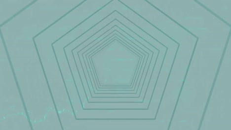 Animation-of-looping-hexagons-forming-tunnel-over-graphs-against-blue-background